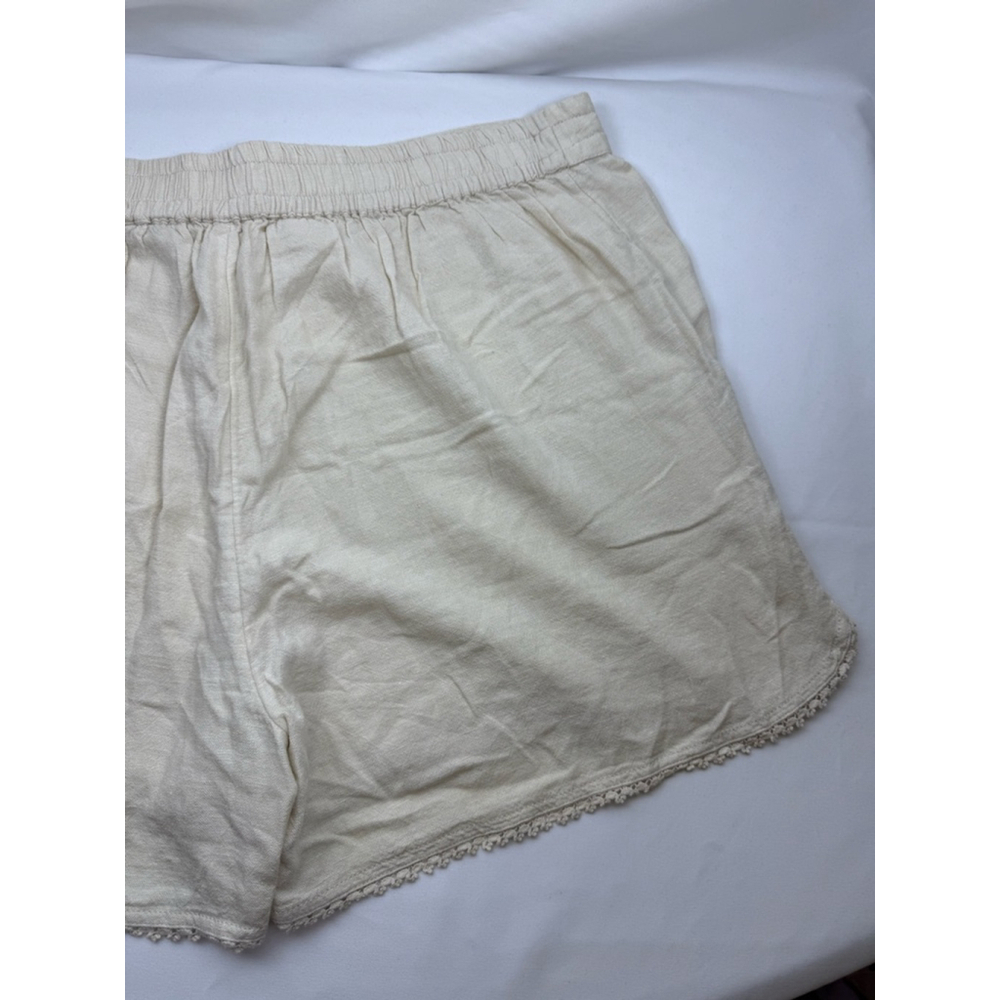 Women's Caslon Linen Blend Shorts Beige/Tan Size XL with Lace Trim - Picture 8 of 10